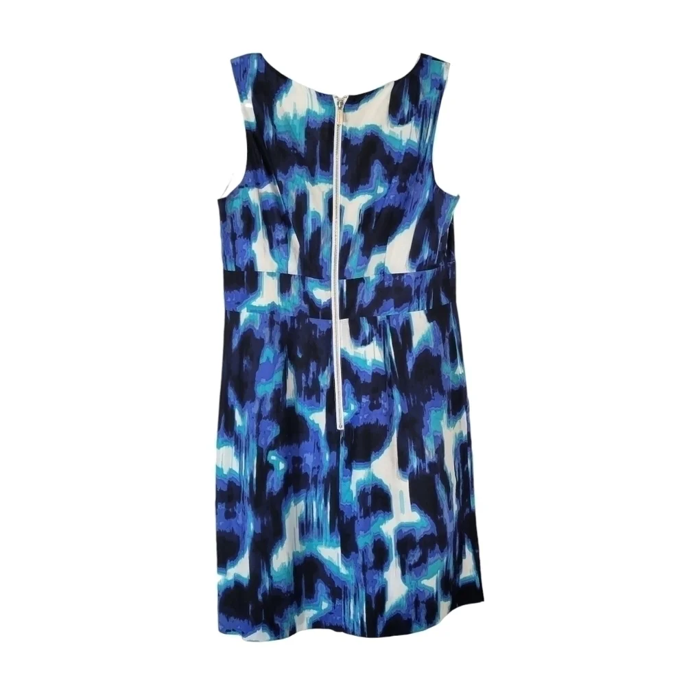 Michael Kors Blue Watercolor Silk Sheath Dress